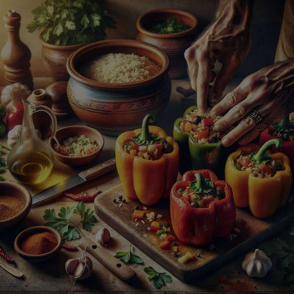 Quelle technique utiliser pour farcir et cuire des poivrons comme en Méditerranée?